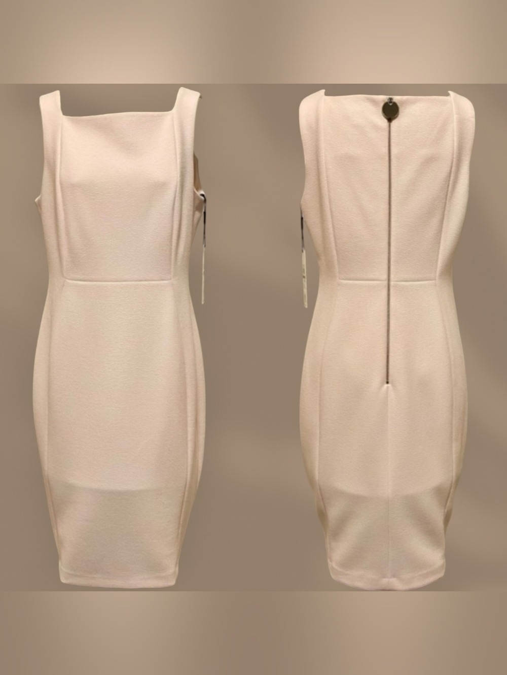 Calvin Klein Pink Square-Neck Midi Sheath Dress